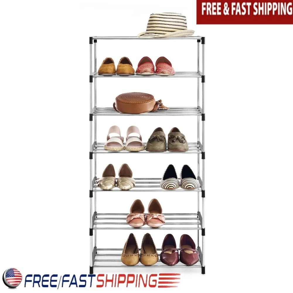 

7-Tier Metal Shoe Rack Organizer 14-Pair Storage Solution Durable Freestanding Closet Organizer Easy Assembly Home Accessories