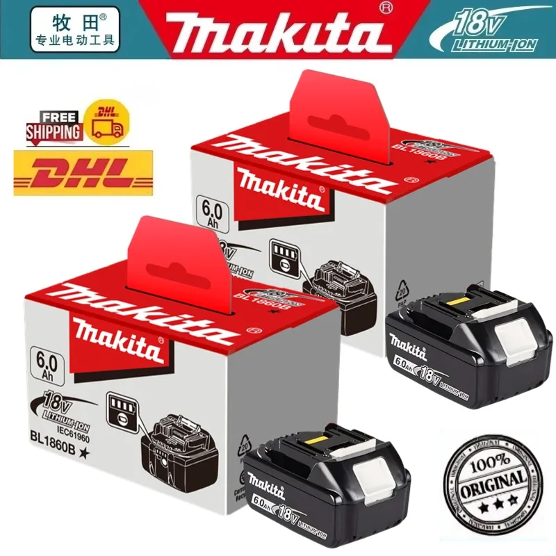 

100% оригинал 18 В 6,0 Ач Аккумуляторная батарея для Makita, замена батареи для инструмента Makita BL1830, BL1840, BL1850, BL1860B
