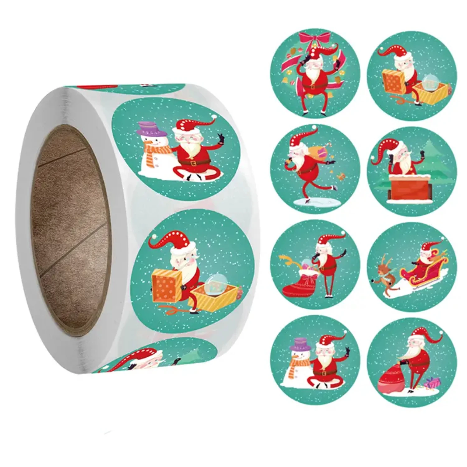 Festive 500pcs Christmas Holiday Decoration Gift Tag Roll Sticker Pack