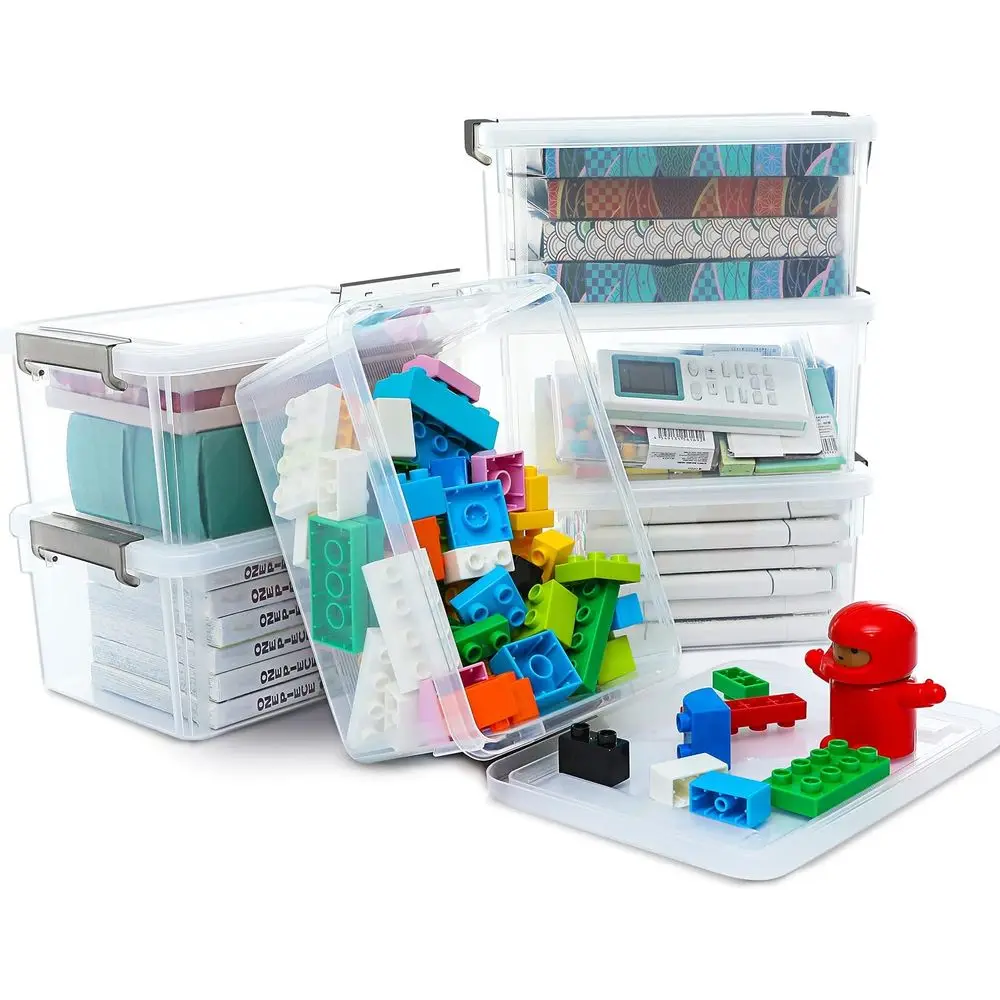 

Stackable Clear 3.2 QT Plastic Storage Boxes with Lids for 6 Packs, Ideal for Organizing Small Items
