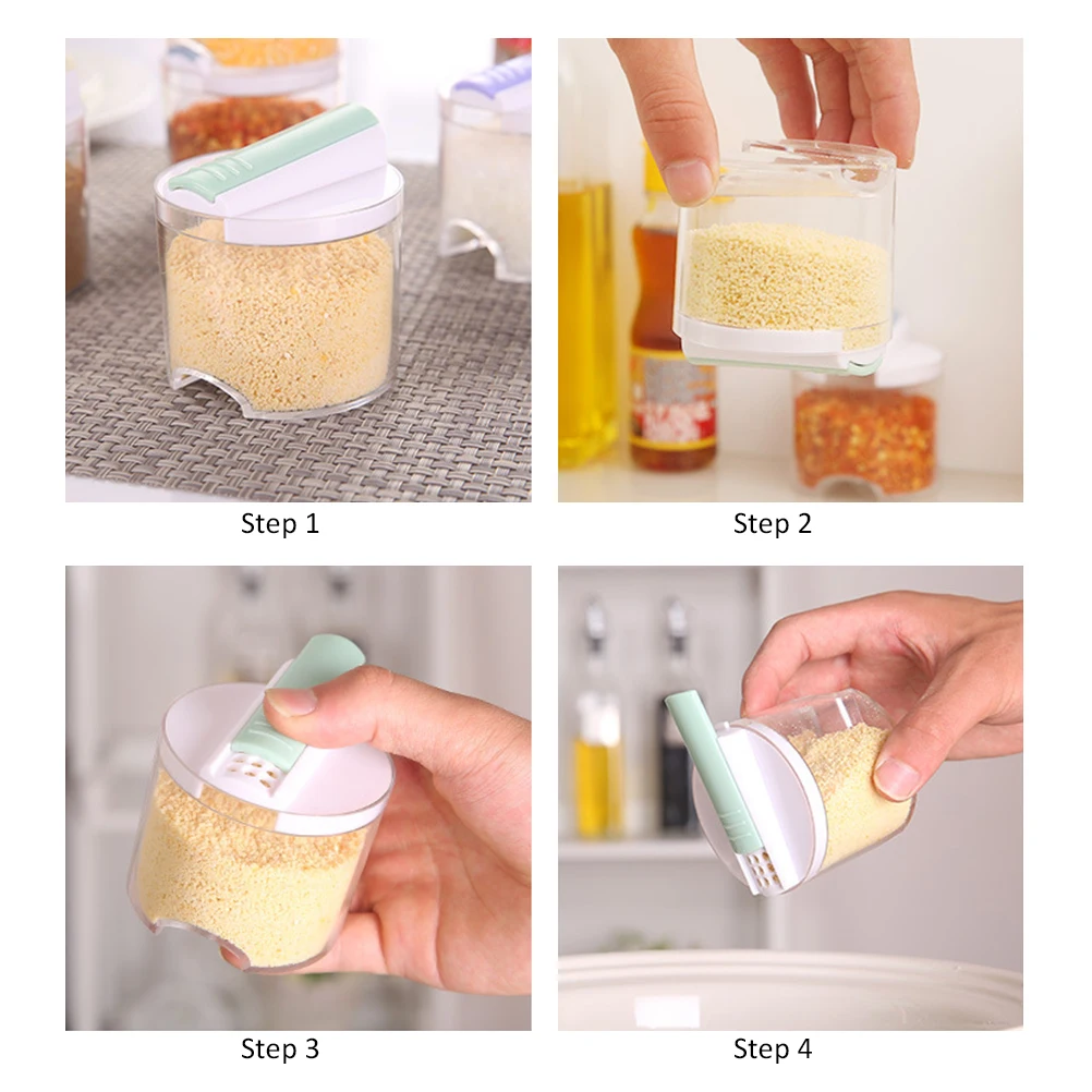 

Seasoning Shaker Set Airtight Plastic Condiment Shakers Salt Pepper Spice Sugar Shaker Stackable Kitchen Storage Organizer