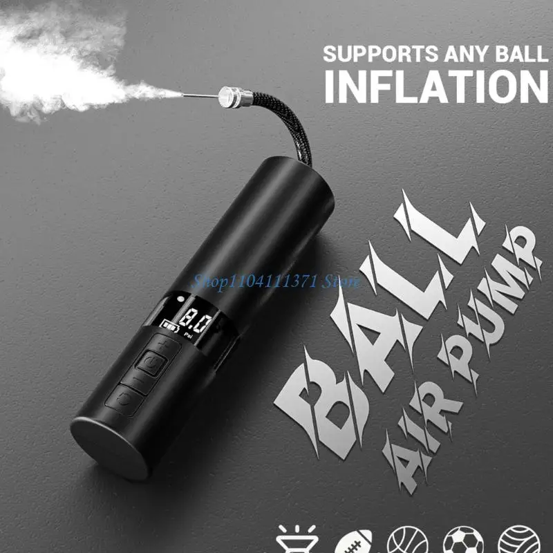 P9FC 휴대용 스포츠 볼 자전거 타이어 용 압력 게이지 충전식 스포츠 펌프가있는 디지털 공기 펌프