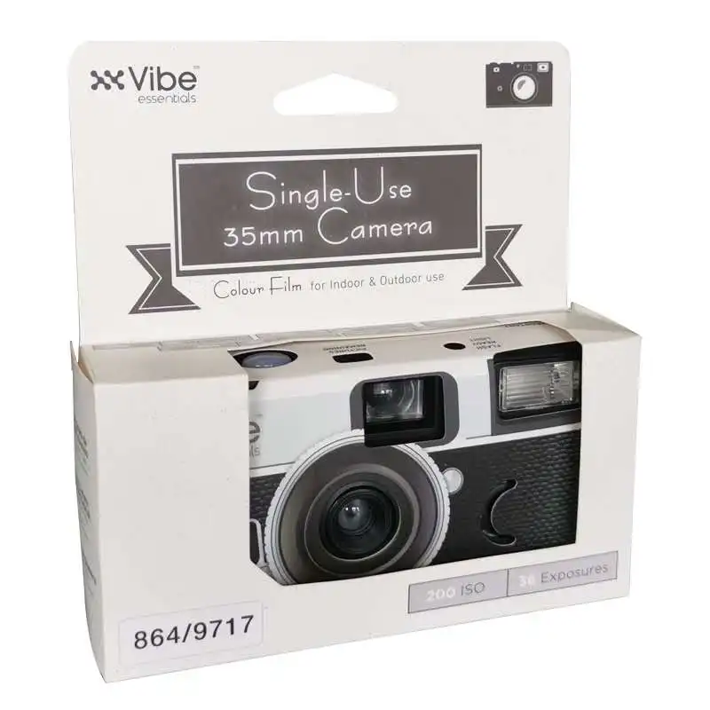 New VIBE Retro Film Camera 36 Sheets Disposable Camera 32MM Lens with Flash Photography Photo Camera（Classic black/retro red）