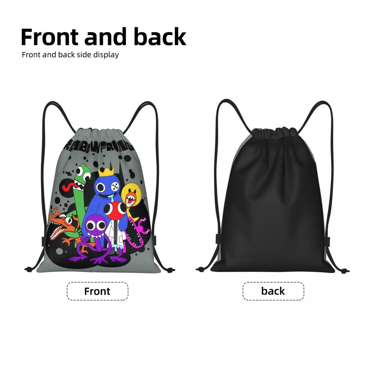 Drawstring Mochila para homens e mulheres, Drawstring Bag Sack, Custom Rainbow Friend, Gym Sport, Dobrável, Shopping Bag, Play Gamer