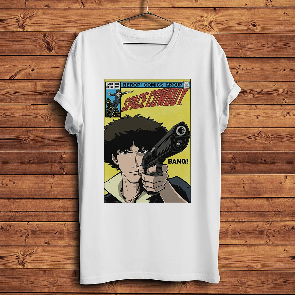 space cowboy hunter Spike Spiegel bebop funny vintage TShirt Men Homme o-neck Casual Streetwear Short T Shirt Unisex Breathable