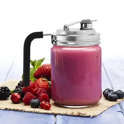 2PCS Mason Jar Pour Spout Lid for Wide Mouth Mason Jars, Mason Jar Pitcher Flip Cap Airtight Handle Lid, Leak Proof Seal Cover