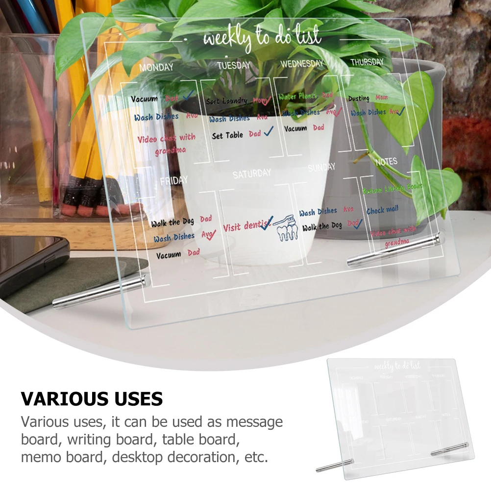 

Erasable Writing Board Acrylic Memo Message Desk Whiteboard Transparent Students Painting Practical Pen Included Home