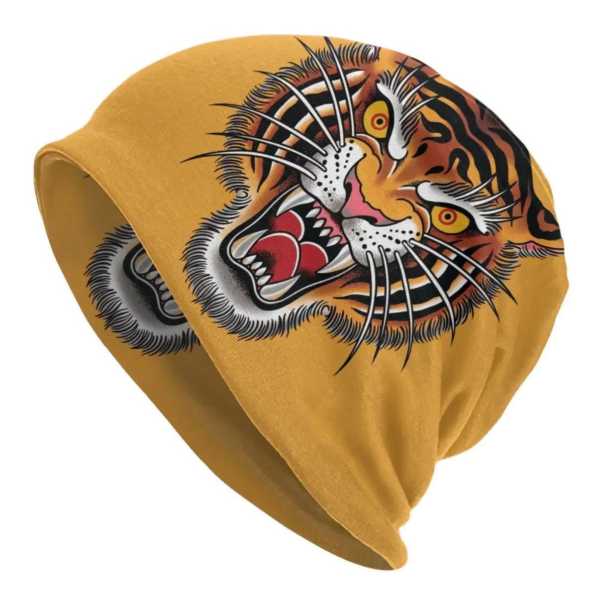 Gothic แบบดั้งเดิม Tiger Head Beanie หมวก Unisex ฤดูหนาว Warm Bonnet Homme หมวกถักแฟชั่นกลางแจ้ง Skullies Beanies หมวก
