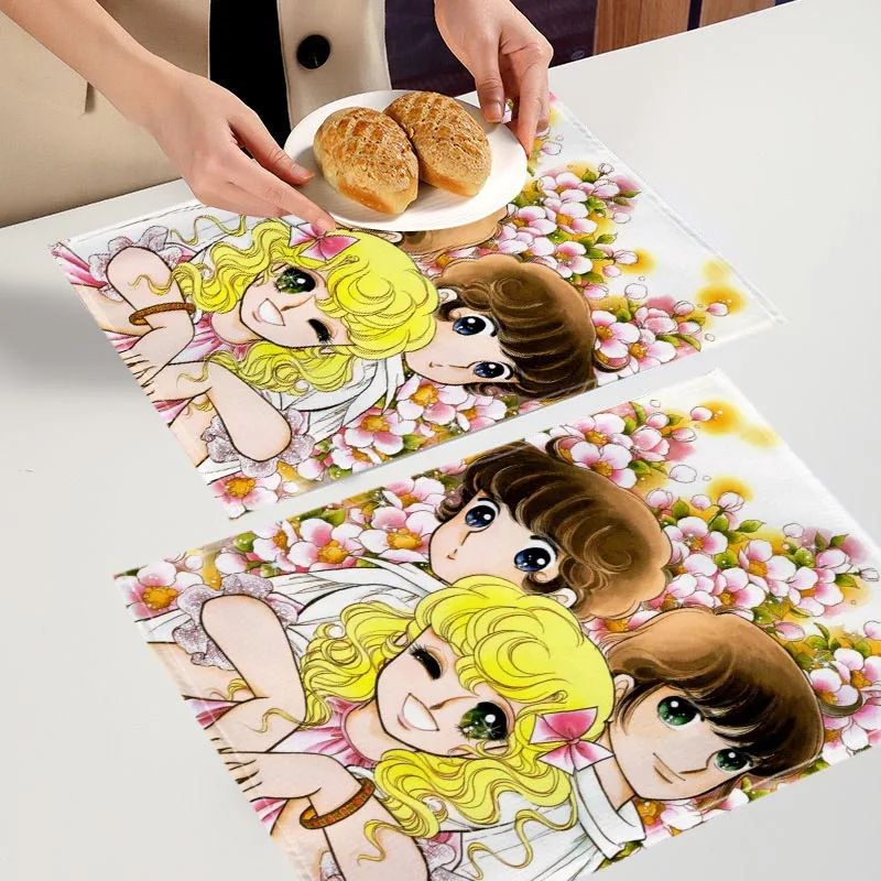 2PC Lady Georgie Colour Girl Anime Placemat For Kitchen Bar Bowl Pad Non-slip Heat Resistant High Quality Linen Table Mat 7.10