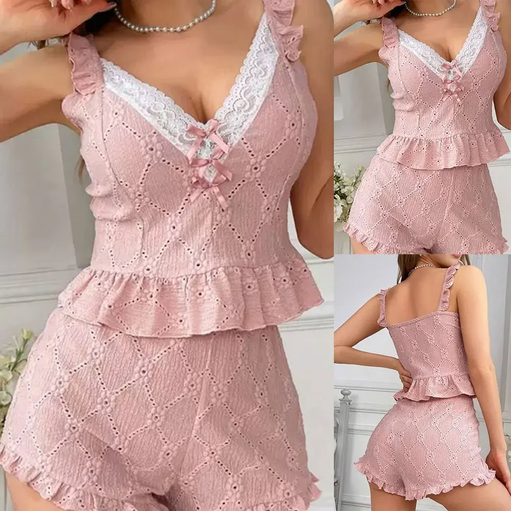 

Сексуальные летние короткие штаны на бретельках, комплект одежды для сна, женская домашняя одежда, подходящая для весны, осени и зимы, удобный домашний комплект для отдыха