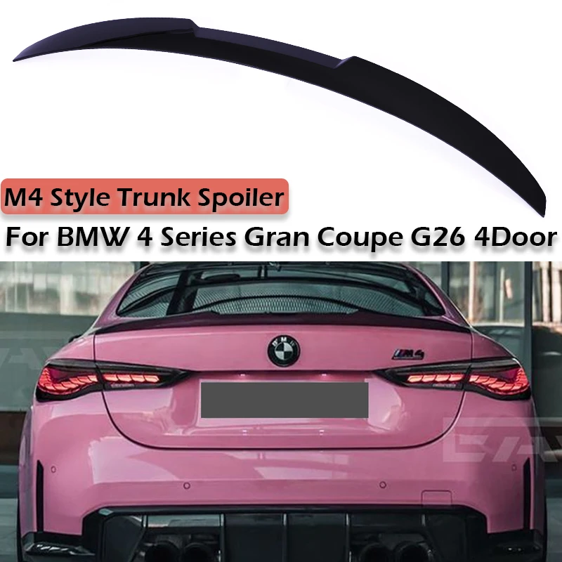 

Глянцевый черный задний бампер из углеродного волокна, спойлер багажника M4 PSM Performance Wing для BMW 4 серии Gran Coupe G26 2020-2024