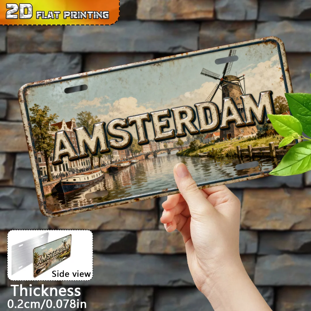 2D Flat, 1pc Vintage Amsterdam - Home Office Logo review and price