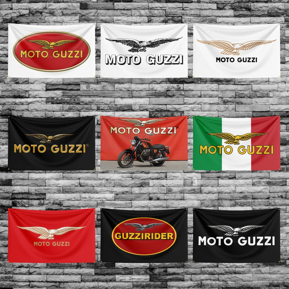 3x5 Ft Italy Moto Guzzis Motorcycle Racing Flag Polyester Printed Cars Flags Banner Tapestry for Room Garage Decor