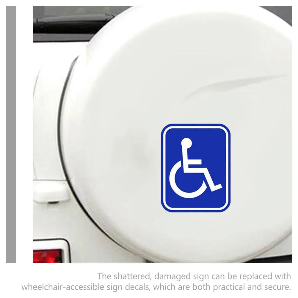 4Pcs Disabled Wheelchair Sign Sticker Adhesive Disability Symbol Decal Flexible Long Life for Elevator Restroom Door Car Window view 5