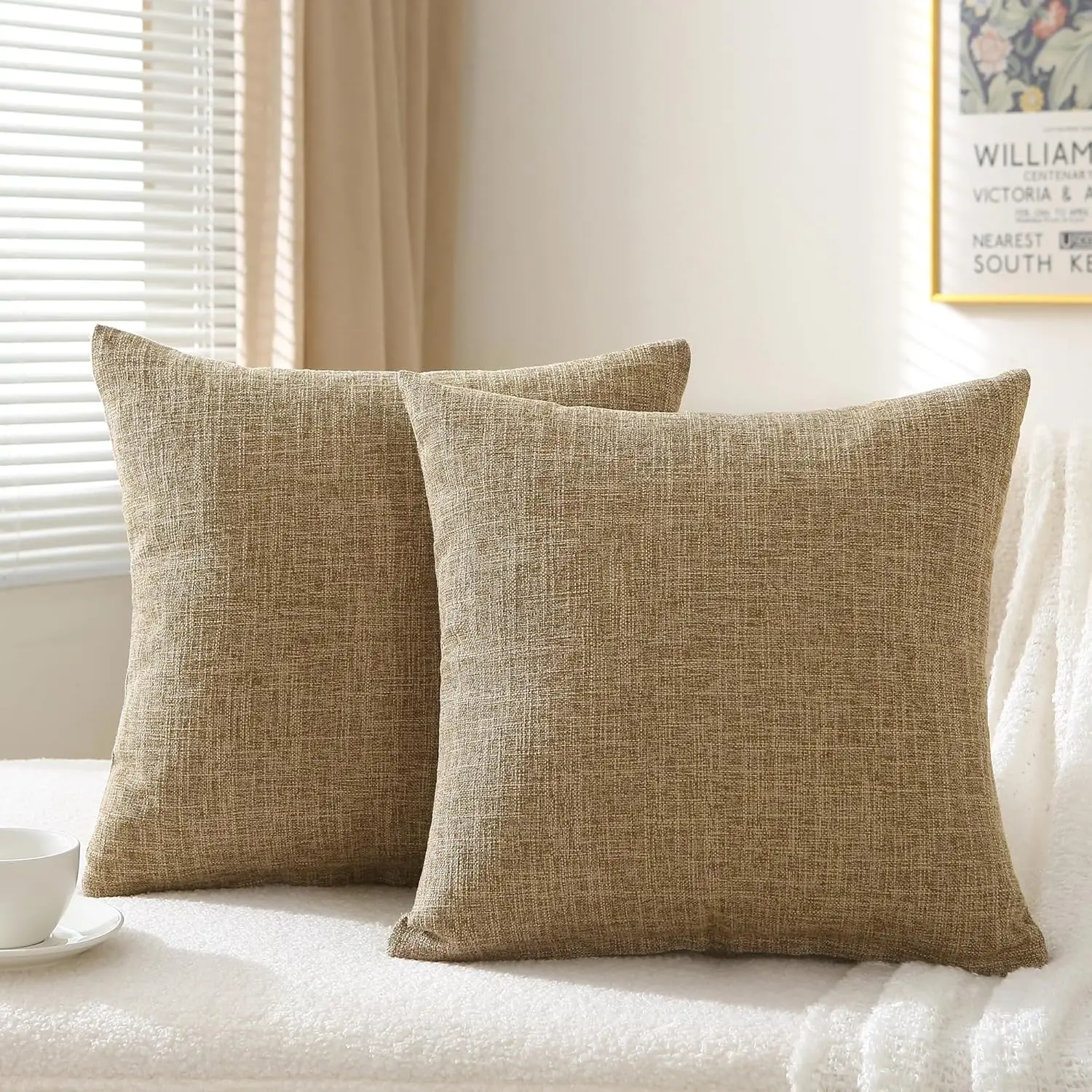 Packung mit 2 einfarbigen dekorativen Leinen-Kissenbezügen, einfach, bequem und weich, zur Dekoration von Sofa, Wohnzimmer und Schlafzimmer – Detail 18