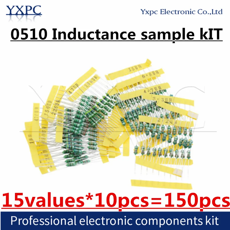 

15values*10pcs=150pcs 0510 Inductor Assorted Kit 10uH-4.7MH 0.5W Color Ring Inductance Sets 15UH 22UH 33UH 47UH 68UH 100UH 220UH