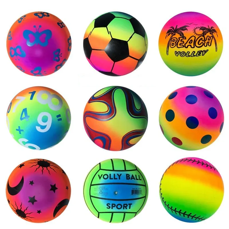 Pelota de arcoíris respetuosa con el medio ambiente para niños, juego de interior y exterior, pelota de cuero suave y elástica, regalos de fiesta, 3 uds.