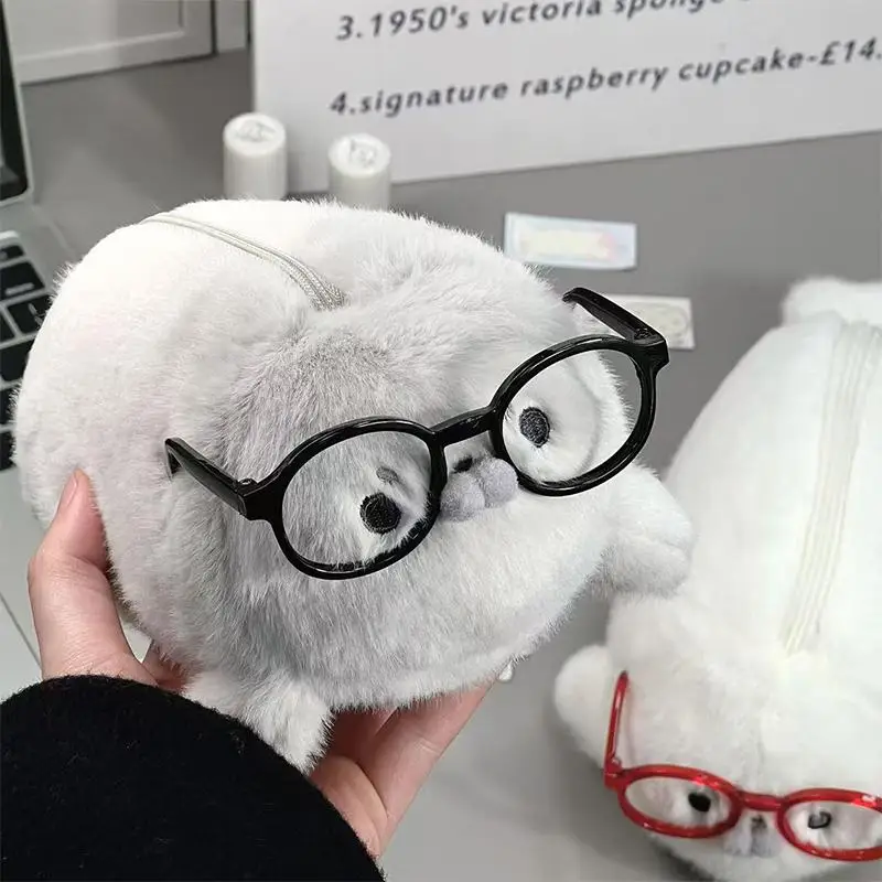 (BF06) Cute Seal Doll Pencil Case High Aesthetic Value Storage Bag Large Capacity Plush Stationery Bag Students School Supply