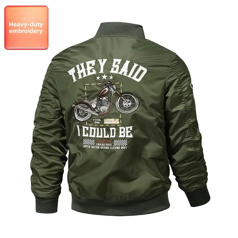

Spring 2025 High Street Faion Men's Baseball Jaet Motorcycle Outerwear Loose Fit Polyester Fiber Long Sve Zipper Closure