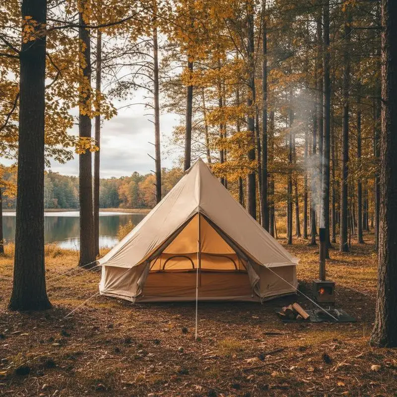 Tente cloche en toile 3m, tente en toile 4 saisons pour le camping avec connexion pour poêle