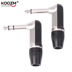 1PCS Jack 6.35mm TS TRS 90 ° L-shaped Right Angle Plug Stereo / Mono 2 3 Pole 6.5 1/4 Microphone Guitar Audio NYS207 208