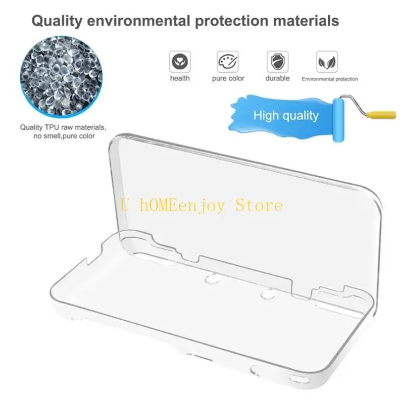 B0KF Transparent Crystal Case for New 2DS LL/2DS XL Game Console Hard Housing Shell Dustproof & Shockproof Protective Cover
