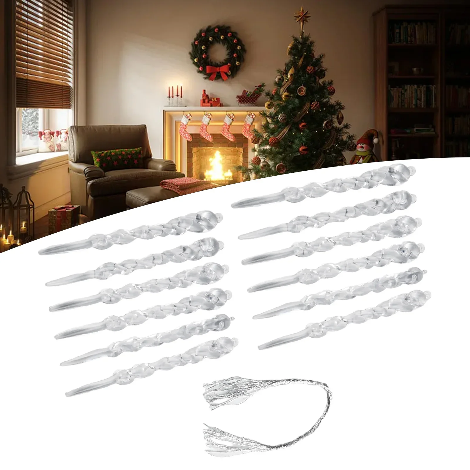 Christmas Transparent Icicle Decorations Christmas Tree Hanging Pendant Thread Pendan For Home Merry Party Ornaments 13x1cm