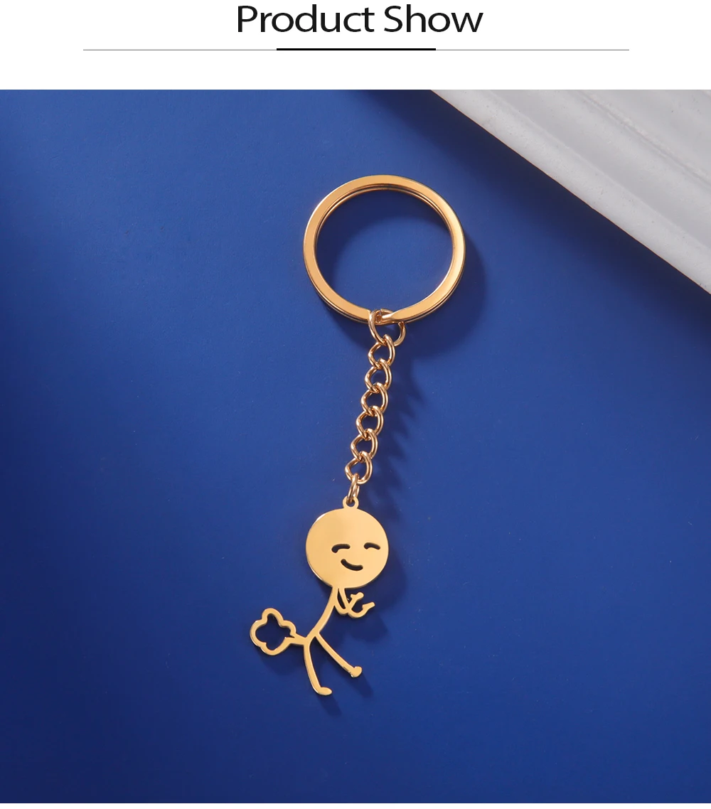 Cooltime Lustige Parodie Furz Stickman Anhänger Schlüsselanhänger Edelstahl Hiphop Schlüsselanhänger für Männer Frauen Schmuck Geschenk Neu In – Detail 8