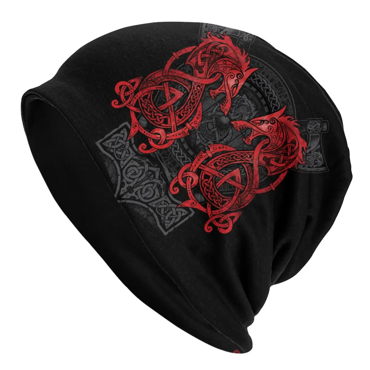 

Bonnet Hats Viking Men Women's Thin Skullies Beanies Hat Fighting Fenrir Red Autumn Spring Warm Cap Design Caps