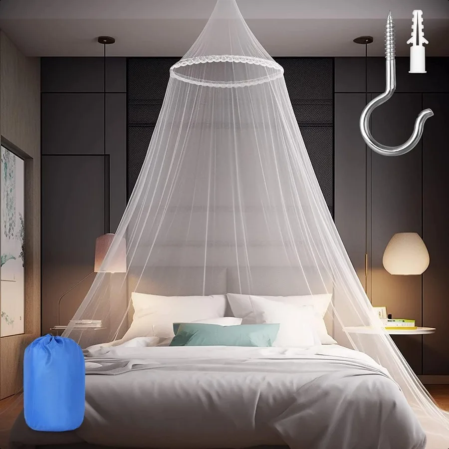 Mosquito Net for Bed Large White Bed Canopy for Girls Hanging Bed Net Easy Installation Ideal for Bedroom Decorative Travel wit
