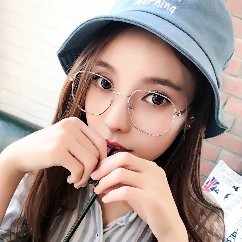Brille mit quadratischem Rahmen für Damen und Herren, Metall, exquisit, schlicht, für Geschäftsreisen, für Damen und Herren, Blaulicht-blockierende Brille