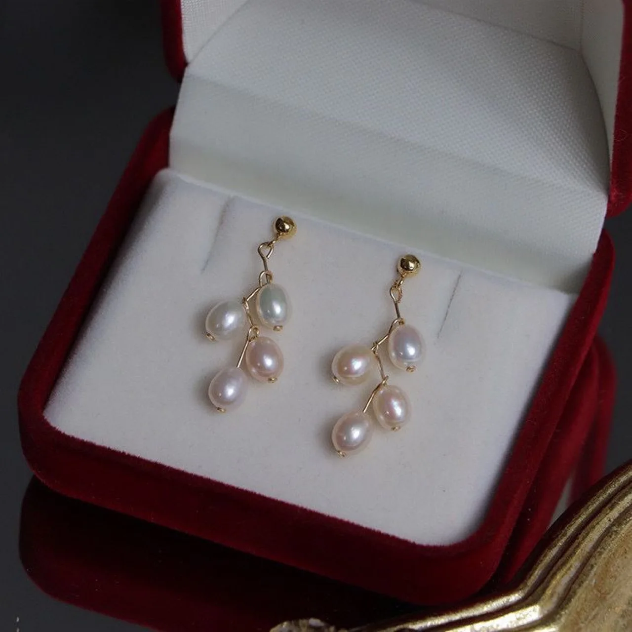 100% Natural Freshwater Pearl 14K Gold Filled Lady Tassels Stud Earrings Promotion Jewelry Women Christmas Gifts Anti Allergy