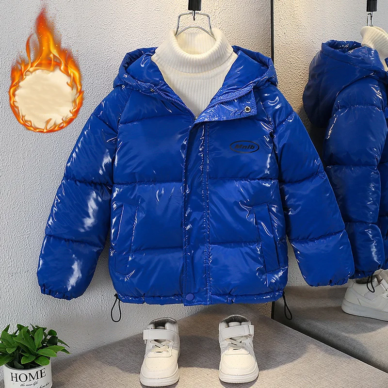 Winter Boys Girls Hooded Down Cotton Jacket Kids Toddler Outerwear Thicken Warm High Quality Reflective Fabric Coat Clothes New