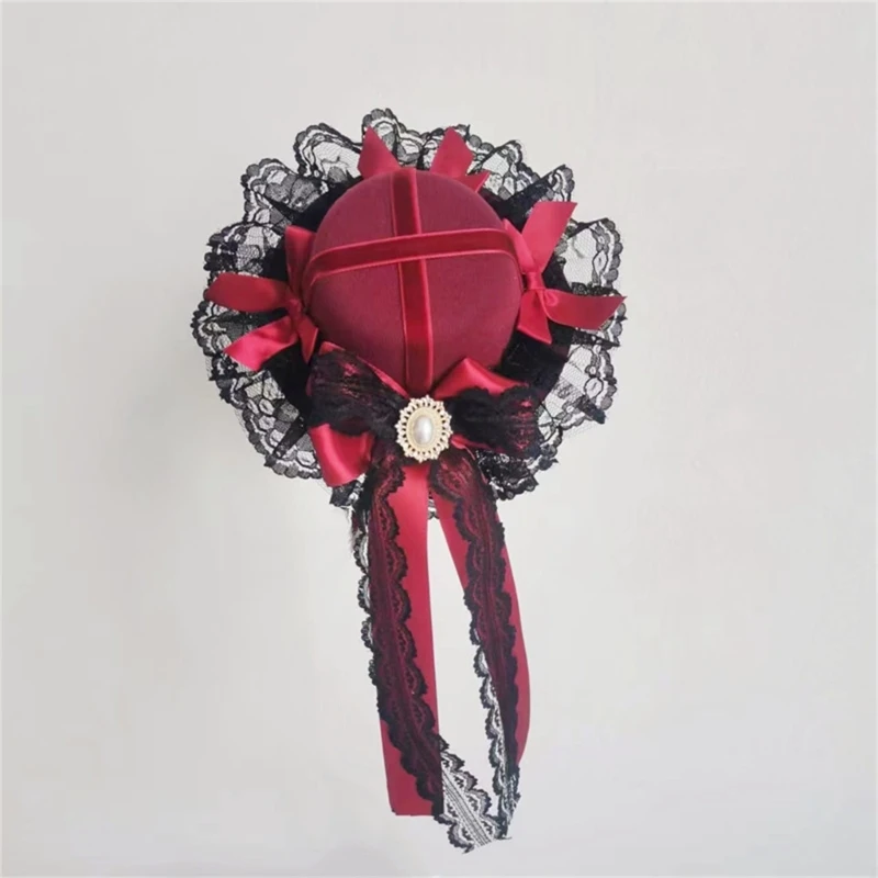 Punk Veil Hat with Hair Clip Lace Bowknot Barrette Side Clip for Female Halloween Party Costume Hair Styling Dropship