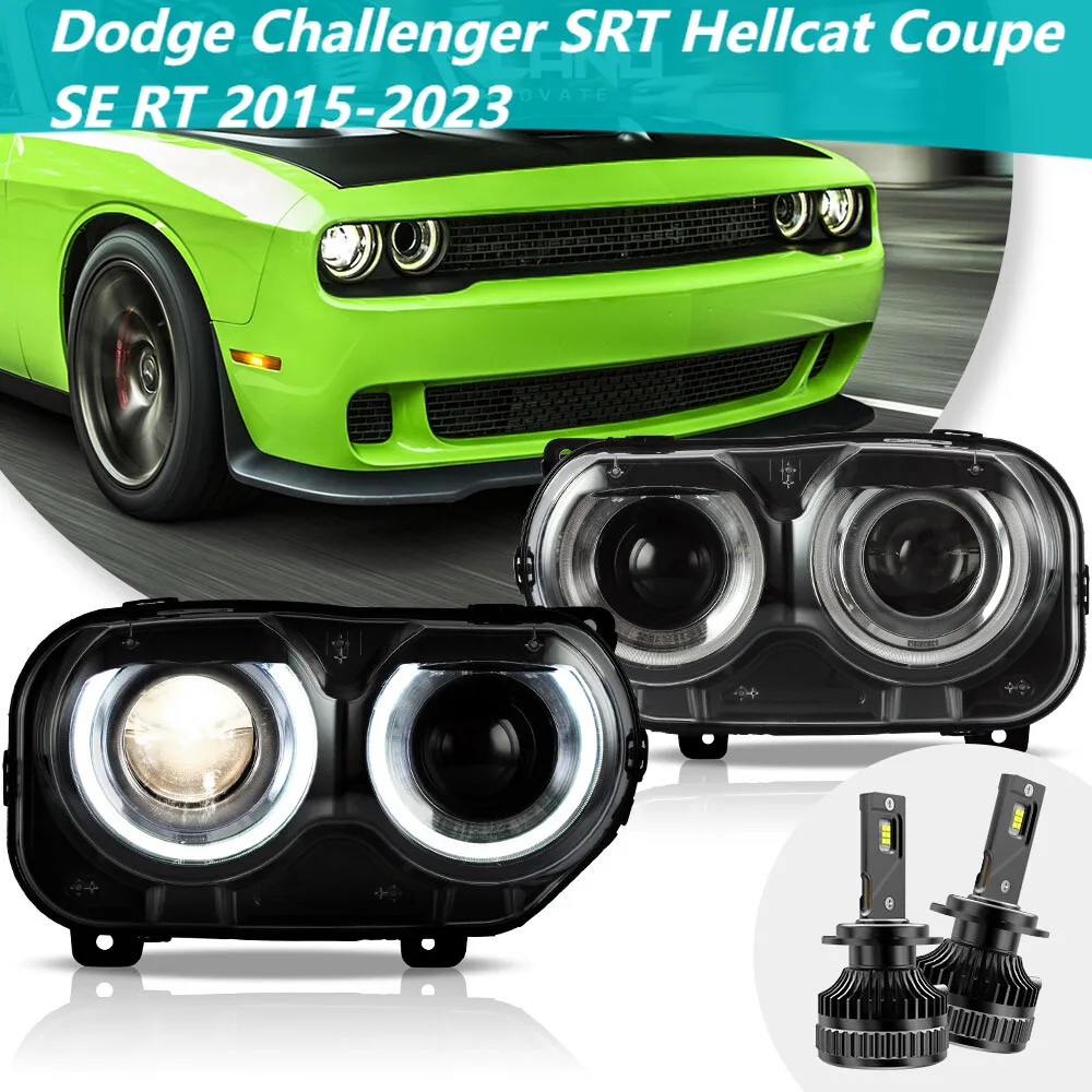 Headlights+LED Kits For Dodge Challenger SRT Hellcat Coupe SE RT 2015-2023,enhancing the car's personalization and safety