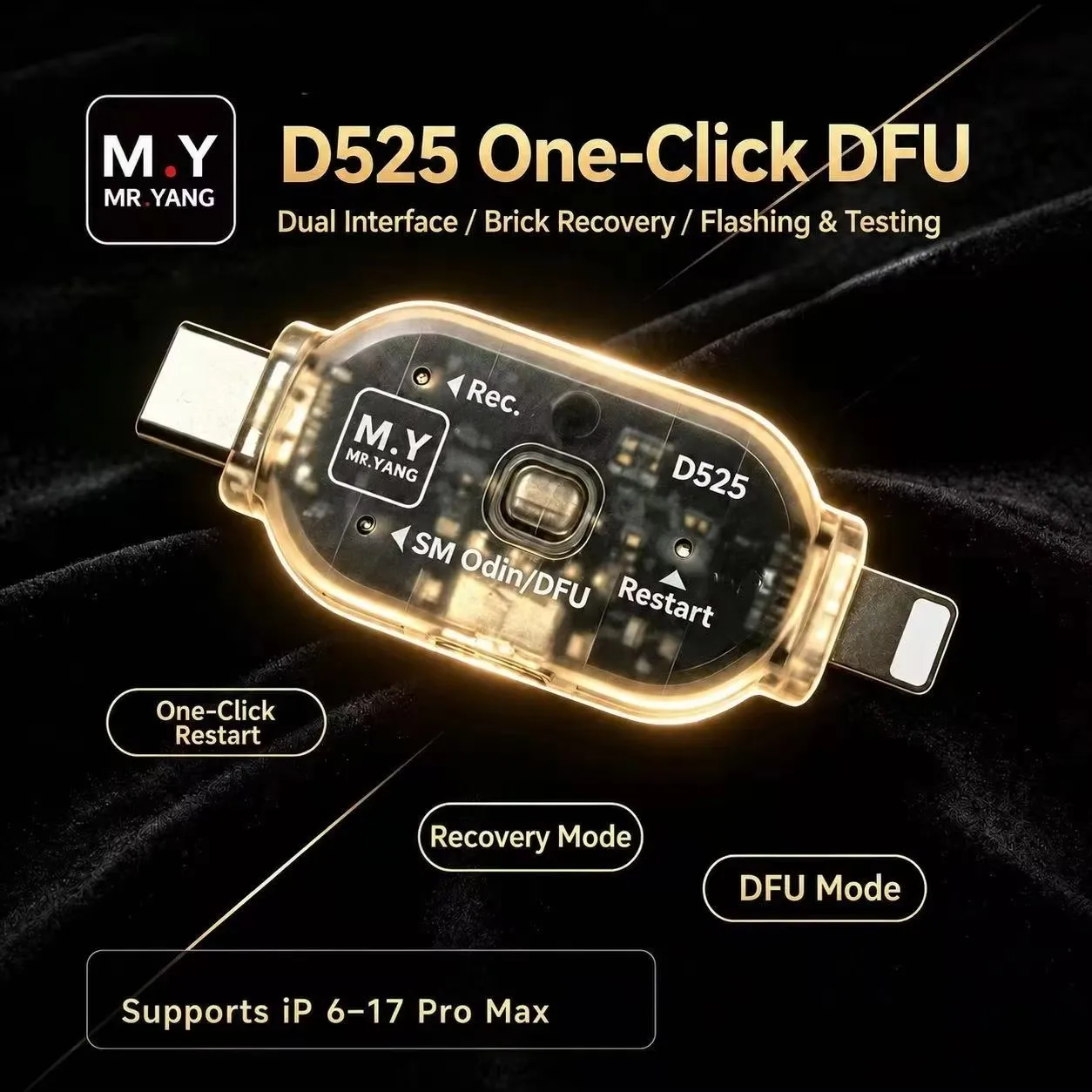YCS M.Y D525 One-Click DFU Recovery Dongle Dual Interface Flashing Tool For iPhone 6-17PM Quick Fix Bricked Phone Repair Tools