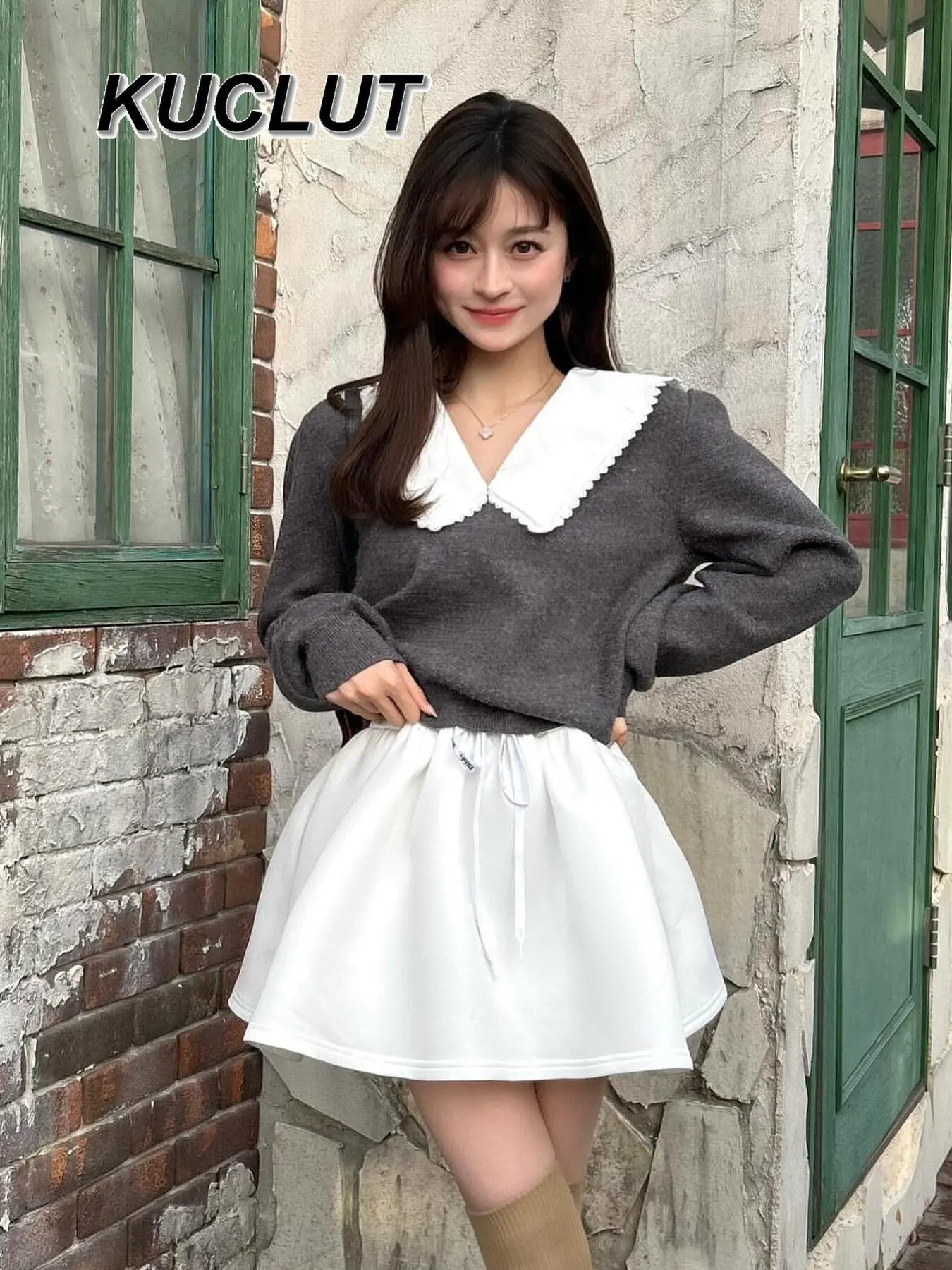 

Лето-Осенний японский стиль, популярная пышная короткая юбка с высокой талией и шнурком, однотонные повседневные юбки с внутренними шортами