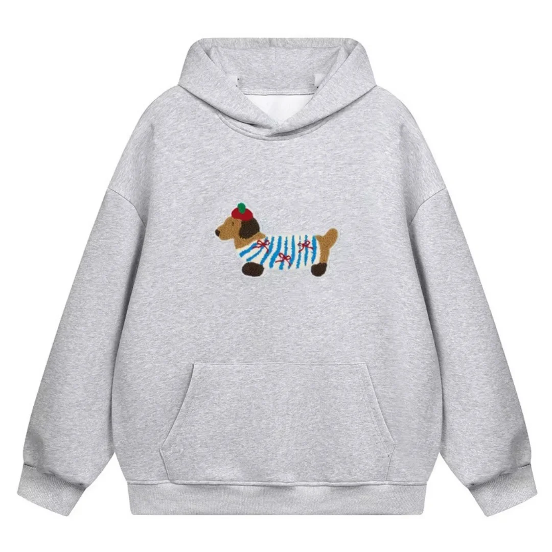 Niedlicher Hoodie mit Dackelmuster für Damen, Herbst, süßer Cartoon-Print, Kapuzenpullover für Streetwear, Alltags- und Freizeitoutfit – Detail 10