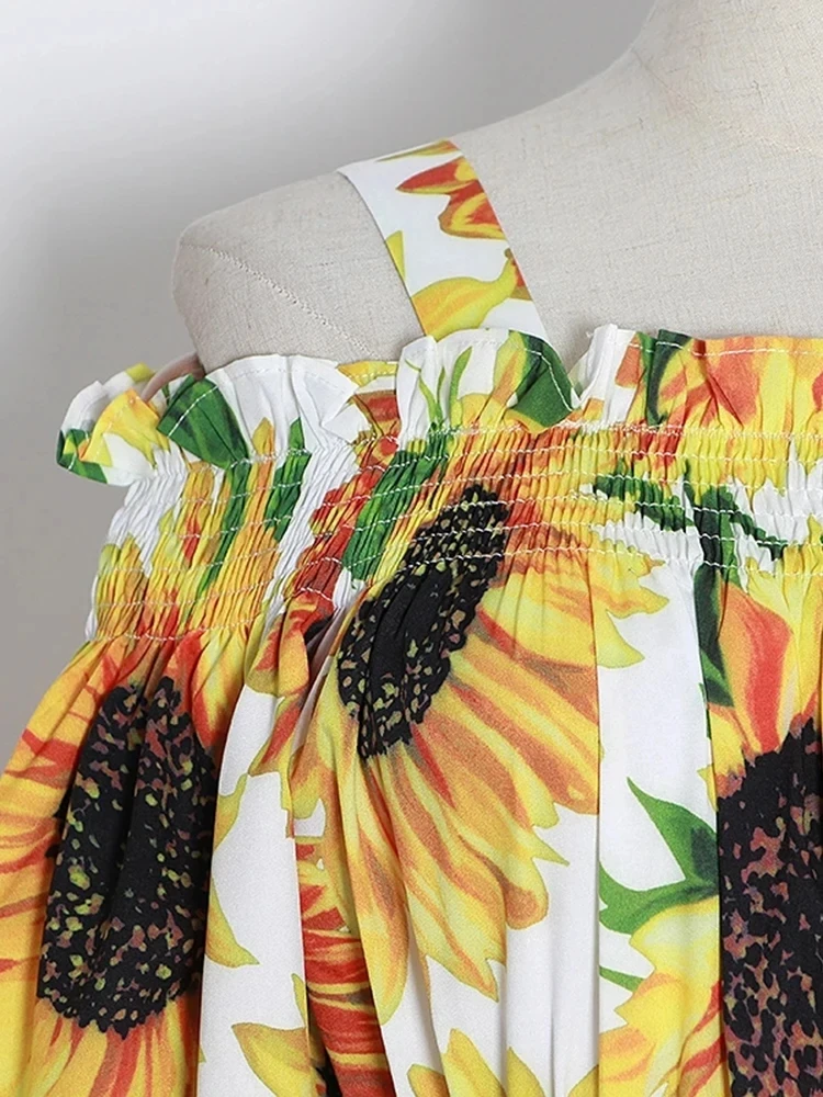 CHICEVER drukowanie hitowy kolor sukienka dla kobiet kwadratowy kołnierzyk Off ramię z krótkim rękawem wysokiej talii Mini sukienki damskie 2024 ubrania