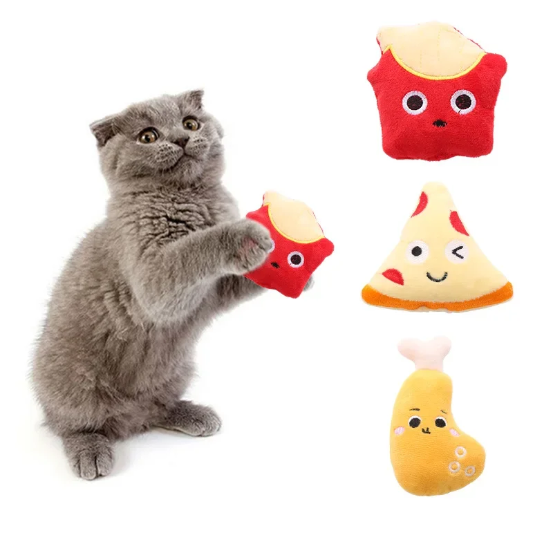 

Cat Toy Plush Cute Chicken Leg Pizza Food Shape Includes Cat Mint Sticker Sticker Sticker Self Hi Bite Pet Supplies