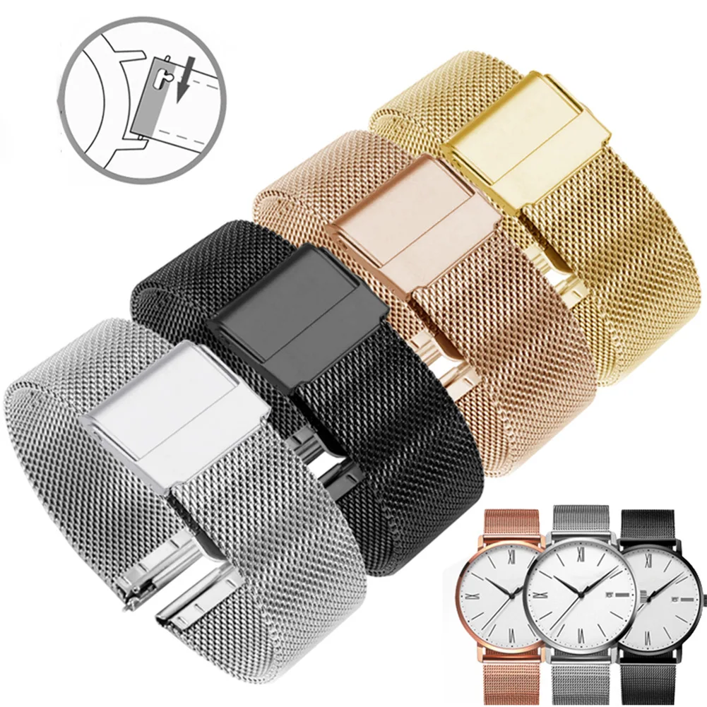 Precise and Symmetrical Buckle and Firm and Stable Fitting Our Milanese Loop Smart Watch Band In Ten Different Sizes