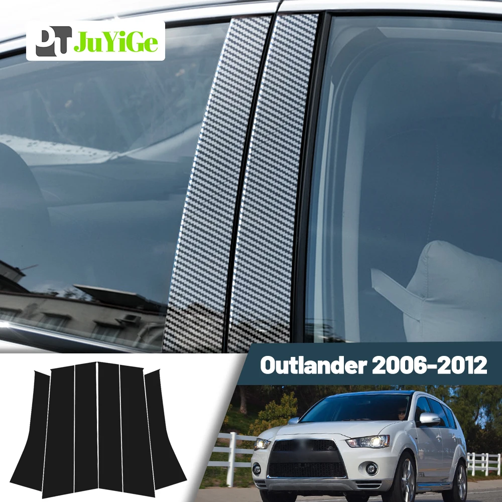 

Glossy Black Carbon Fiber Window Door Deal B C Pillar Post Cover Sticker For Mitsubishi Outlander MK2 CW 2006-2012 2007 2008