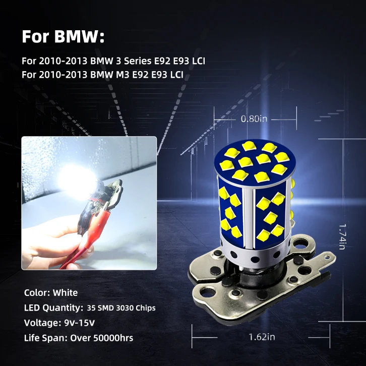 2*PH16W Led Reverse Bulbs PW16W Backup Light Lamp No Error For BMW 3 M3 E92 E93 335i 335d 330i/d 325i 325d 320i/d 318i LCI 11-13