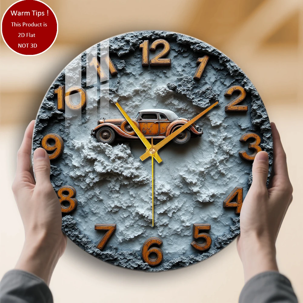

Настенные часы из закаленного стекла, винтажные автомобильные облачные часы, подходящие для настенного декора или настольного дисплея в любом месте