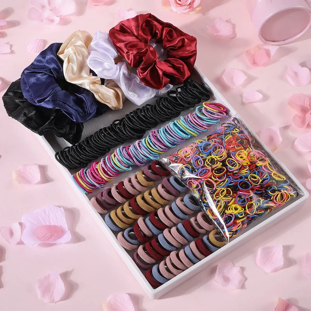 2155Pcs Girls Colorful Hair Bands Set Nylon Elastic Rubber Band Satin Scrunchies Children Ponytail Holder Kids Hair Accessories