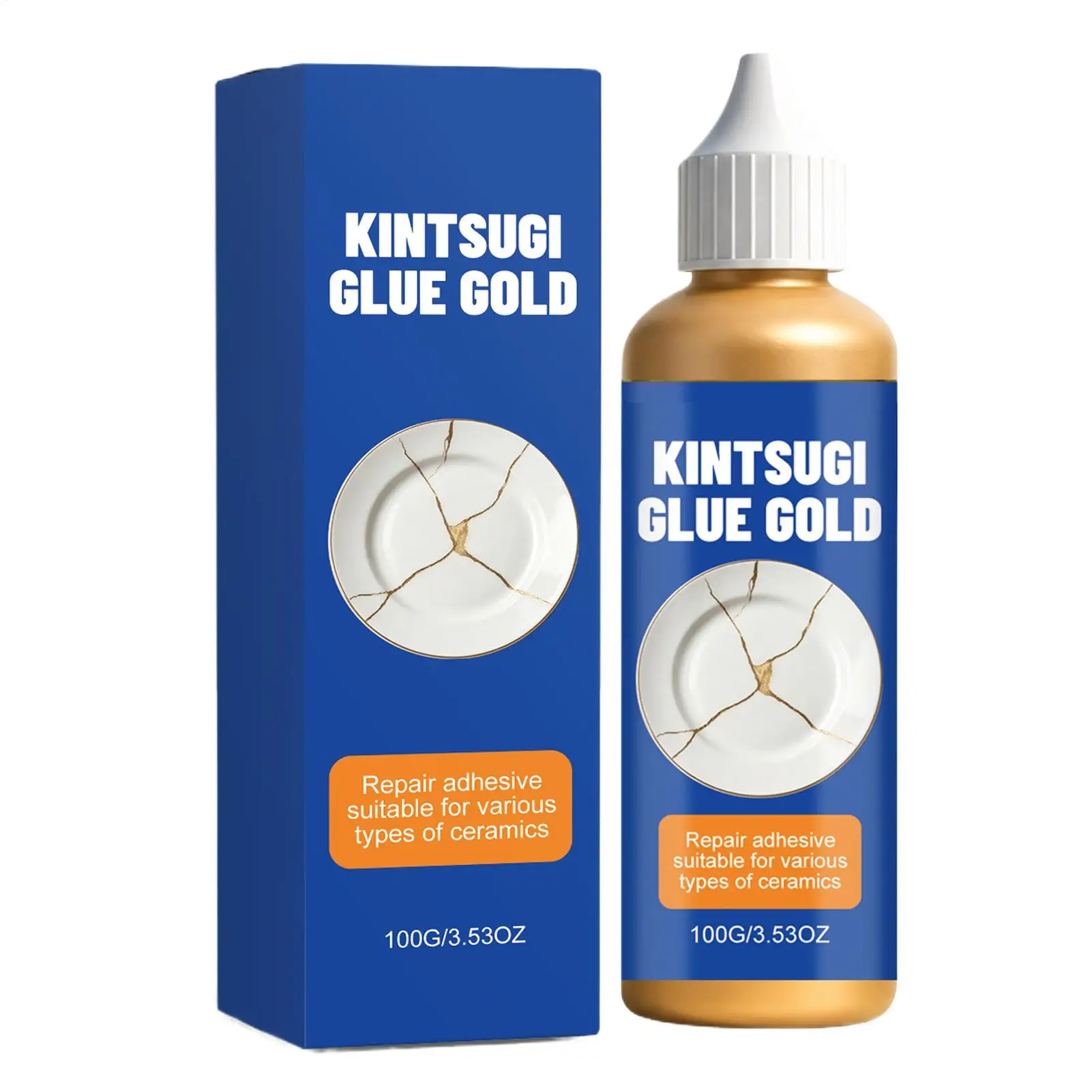 100g Ceramic Glue For Pottery Strong Golden Food Safe Decor Adhesive Strong Clay Adhesive For Bathtub Bathroom Countertop Floor