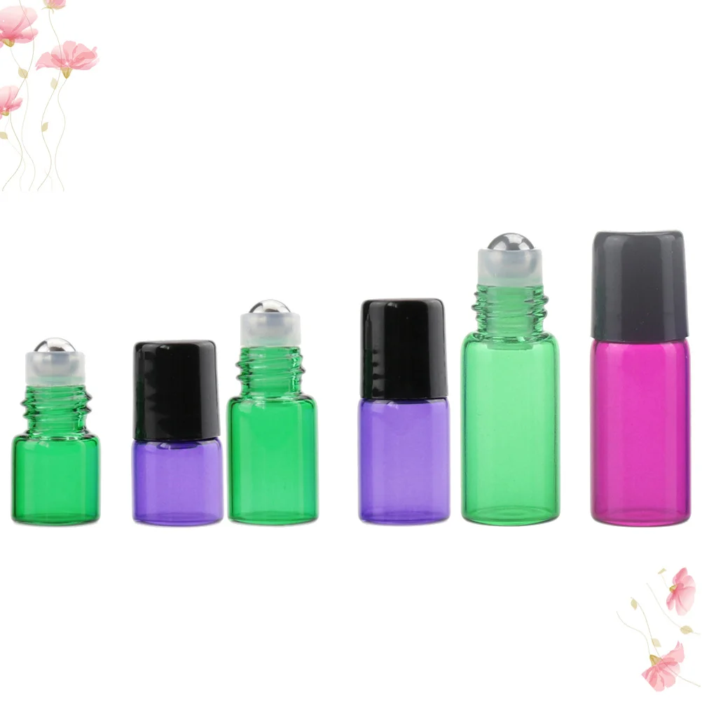 6 قطع من الزجاجات الدوارة الزجاجية المتينة للعطور والزيوت الأساسية لرحلة السفر 1 مل 2 مل 3 مل كرة فولاذية متدحرجة ناعمة خفيفة الوزن #3