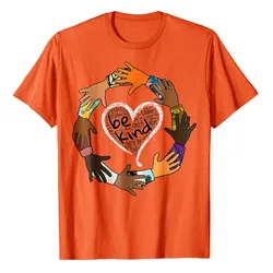 Unity Day Orange Tee Heart Be Kind Anti Bullying Gift T-Shirt Graphic Tee Tops Y2k Clothes Short Sleeve Cotton Basic Outfit