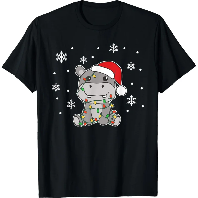 Hippo Merry Christmas Winter Hippos Xmas T-Shirt