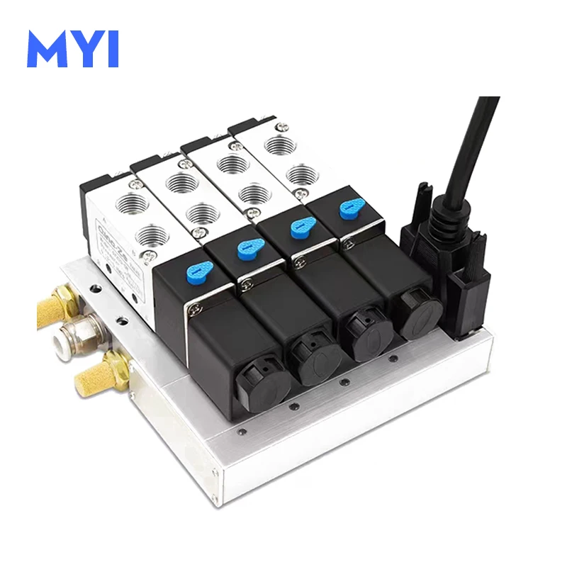 4V210-08 DC24V Solenoid Valve Group Set Magnetic Manifold Valve Bus Type Plug-in Cylinder Control Reversing Combination DC24